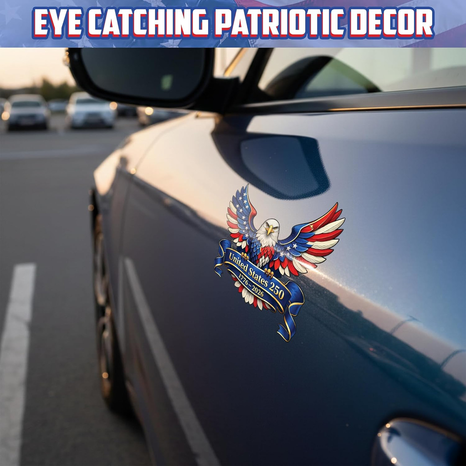250th Anniversary Sticker 2 Pack Patriotic Eagle Car Window Decal 1776 2026 USA