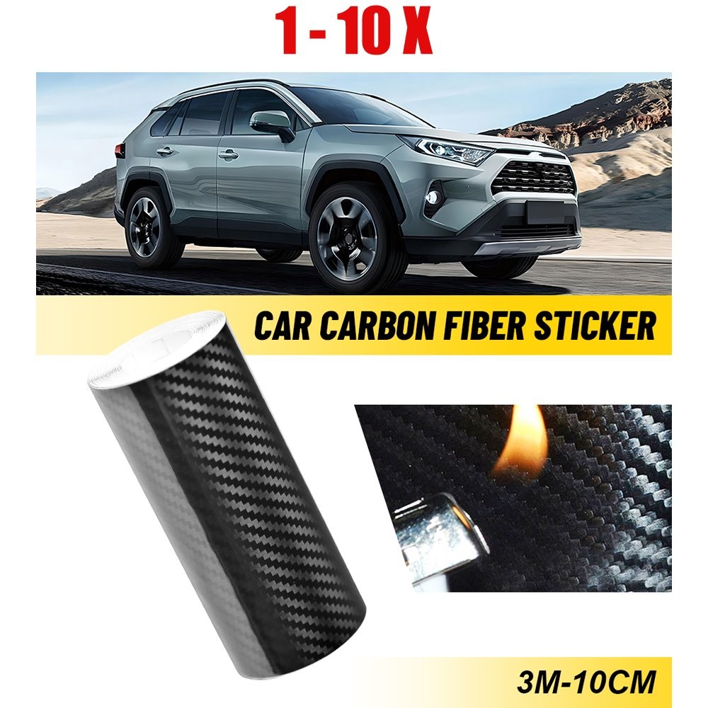 1-10x Premium Carbon Fiber Vinyl Wrap Film Sticker Bubble Free Air Release 10FT