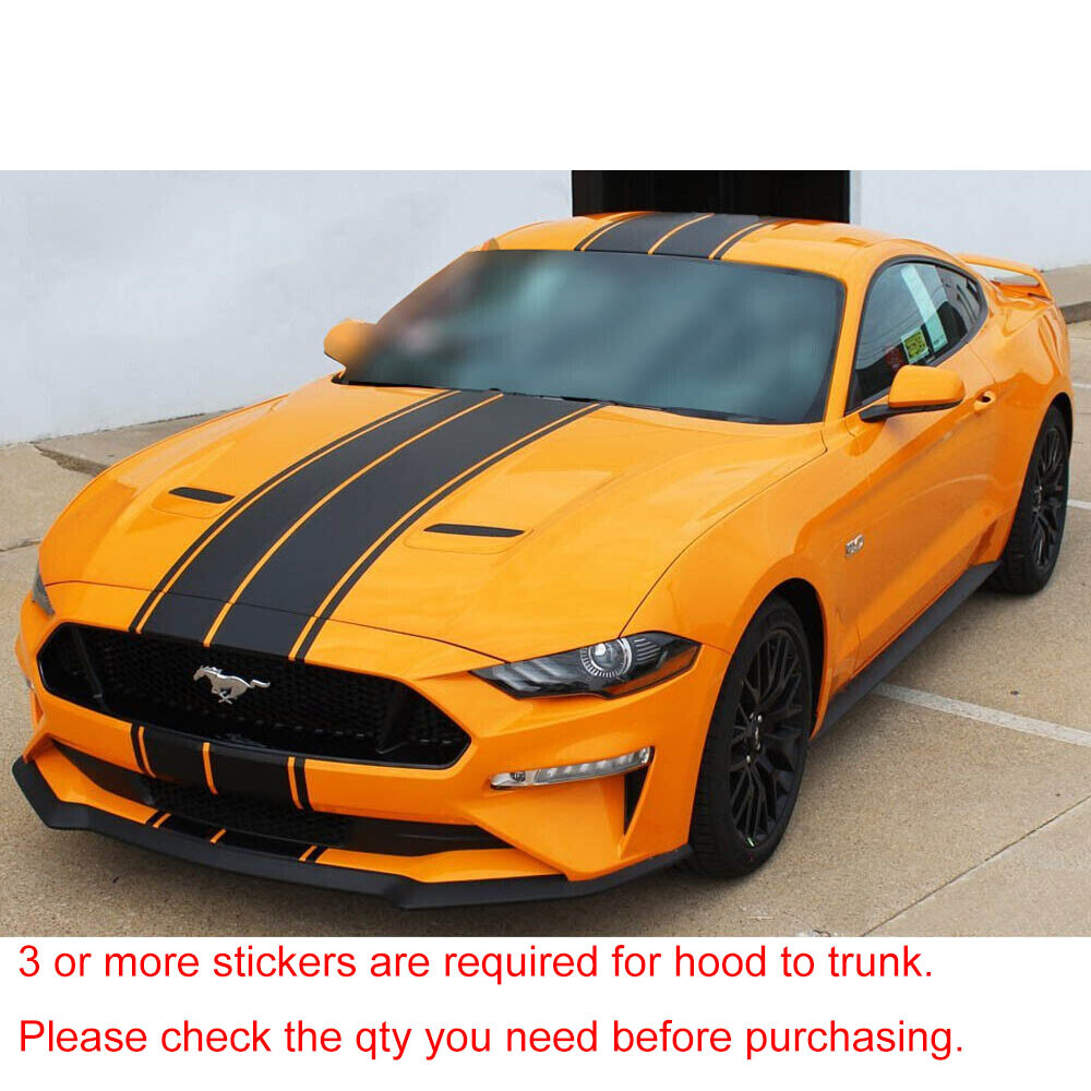 78.7” Black Hood Roof Rally Racing Stripe Decal Vinyl Sticker For Ford Mustang