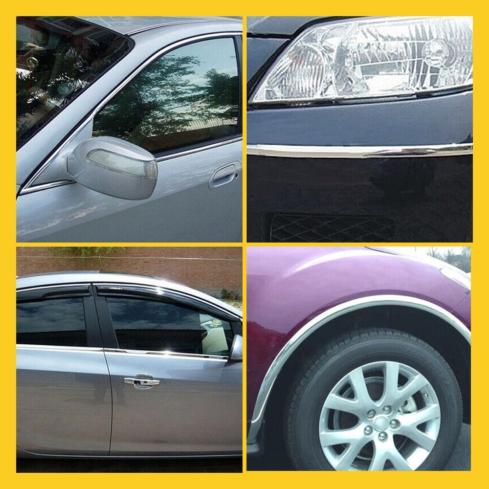 Chrome 25ft Trim Molding Strip Car Door Window Bumper Side Trime Protector 2SET