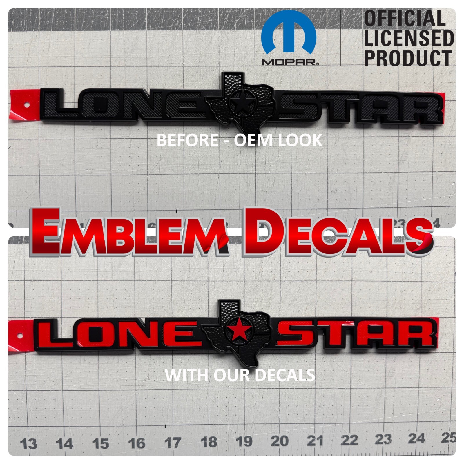 RAM 1500 DT LONE STAR Emblem inlay Decal 2019 2020 2021 2022 2023 2024 LONESTAR