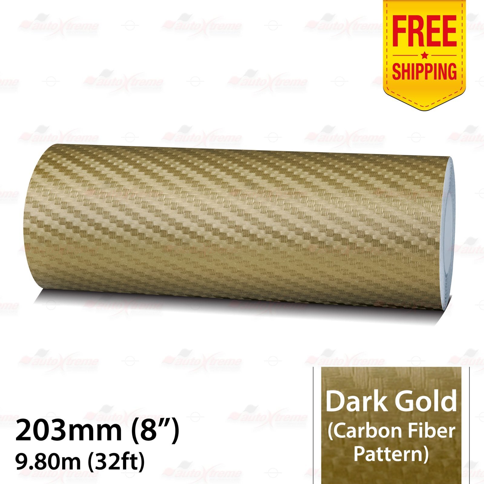 8″ 203mm PinStriping Stripe Styling Decal Vinyl Sticker CARBON FIBER DARK GOLD
