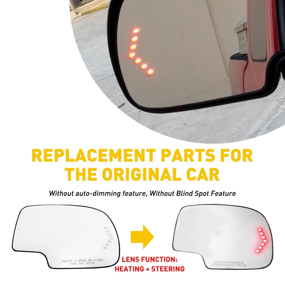 1/2Pair Left & Right Heated Glass Mirrors w/ Turn Signal for Chevy GMC Cadillac