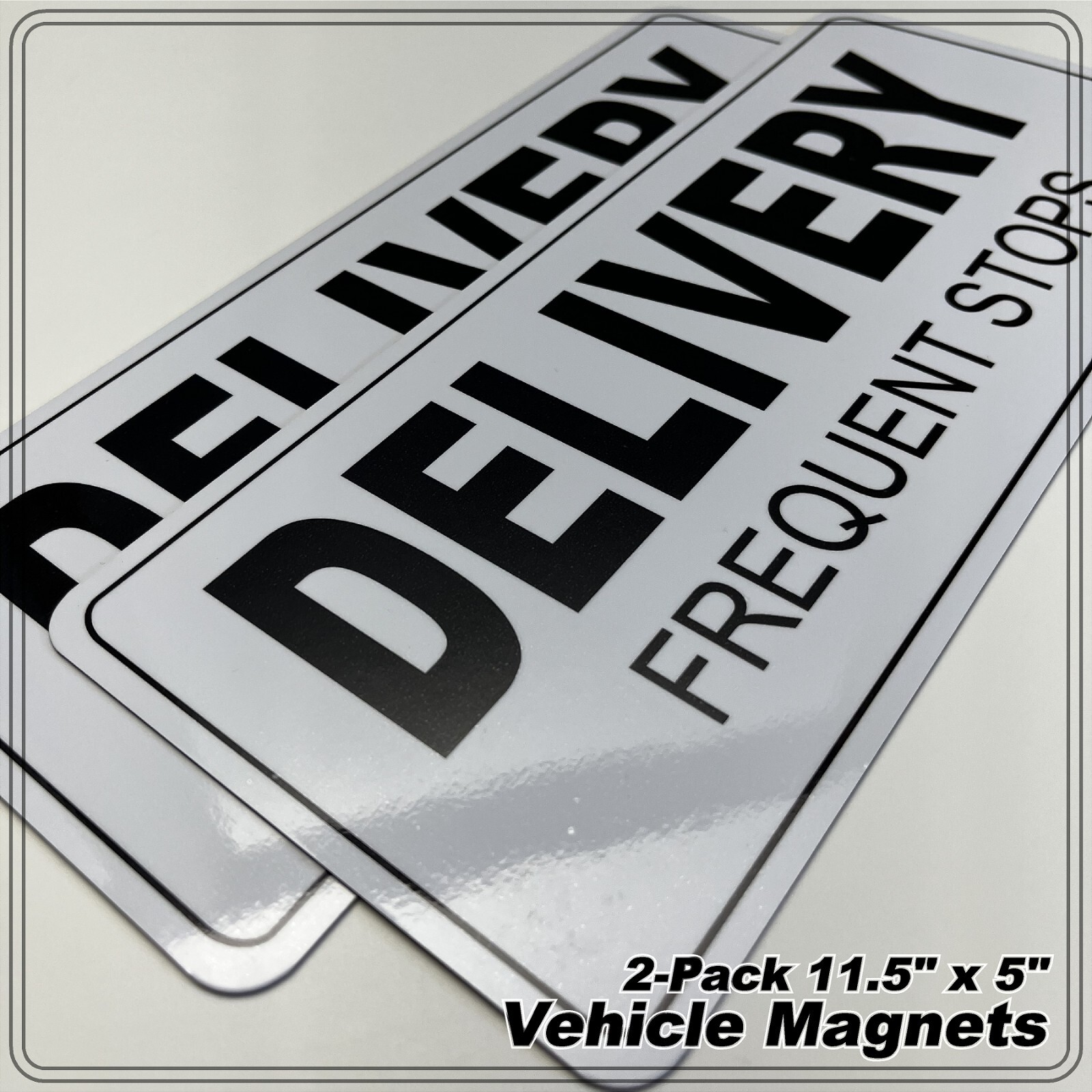2-Pack Car Magnets for Gig Delivery Drivers 11.5″ x 5″ Wite Black FREE SHIPPING!