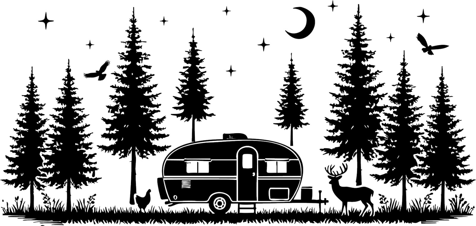 Forest Camping Outdoors Summer Theme Premium Customizable Vinyl Decal Waterproof