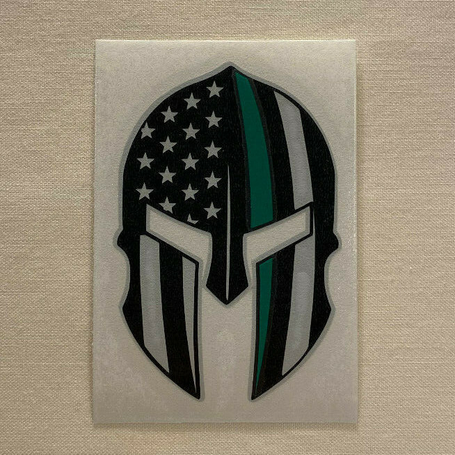Spartan Helmet Stars Stripes Military Green Line Decal Sticker for Jeep Truck
