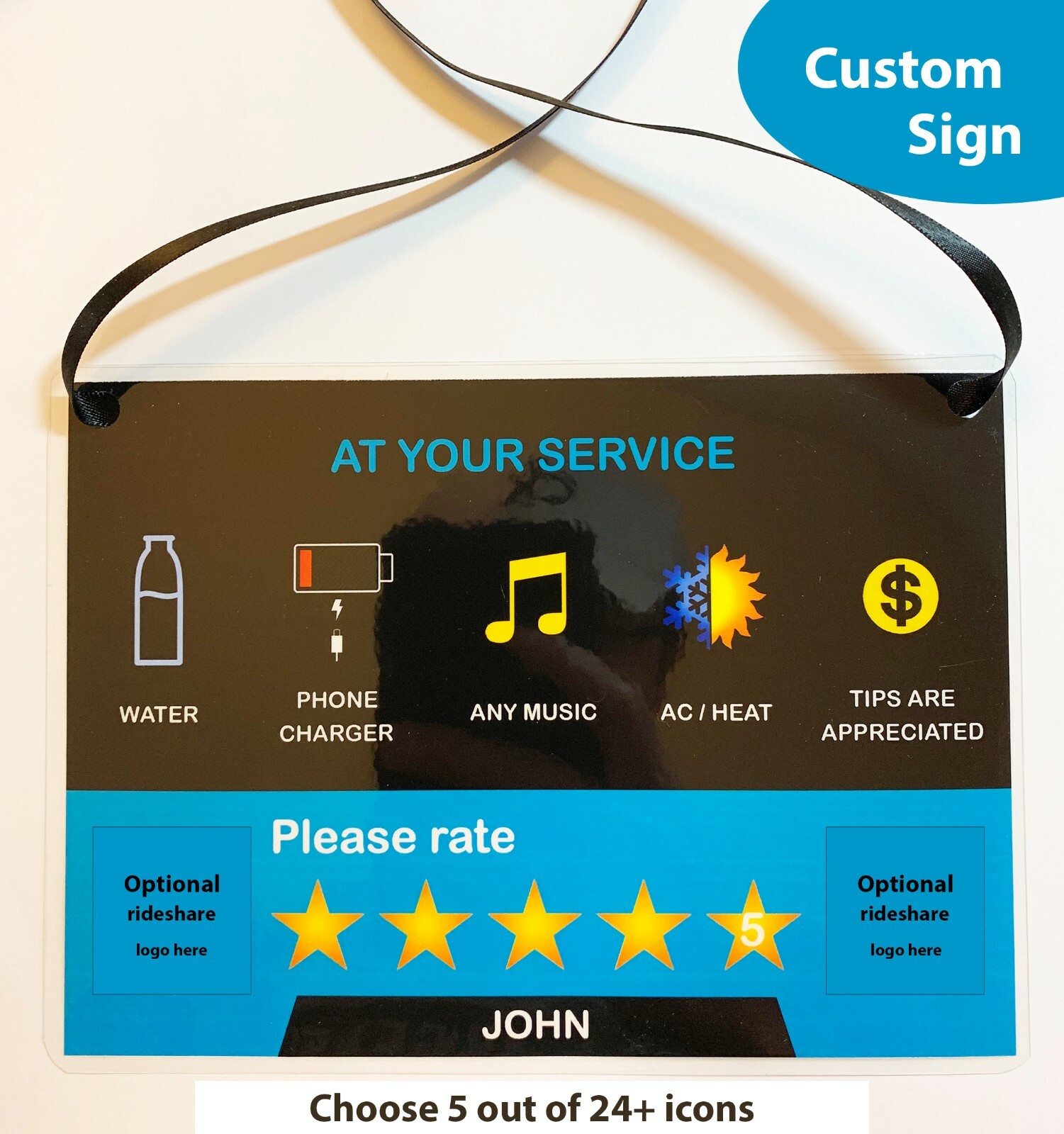3 x 5 Star Ratings Sign – Custom Messages and made with your name