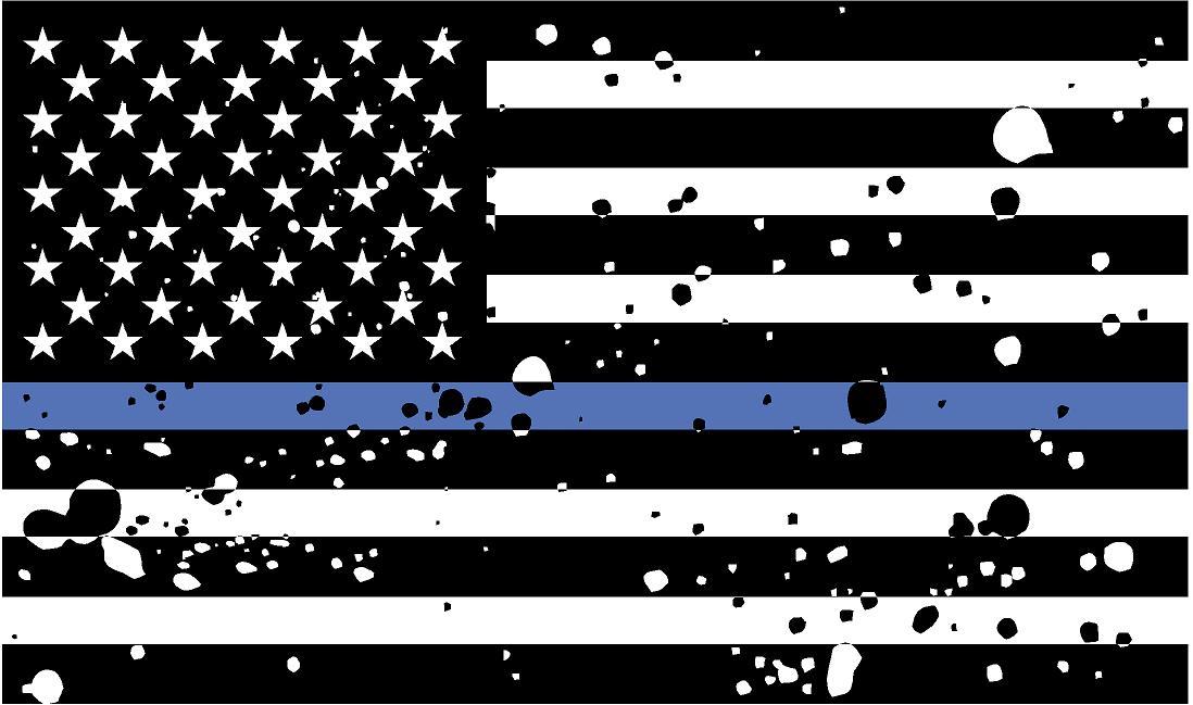 American Blue Line GRUNGE Black White BW Flag Decal Law Enforcement Sticker VAR