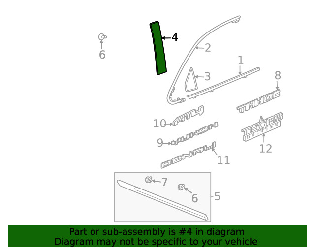 Genuine GM Front Driver Side Door Window Frame Rear Applique 84988281