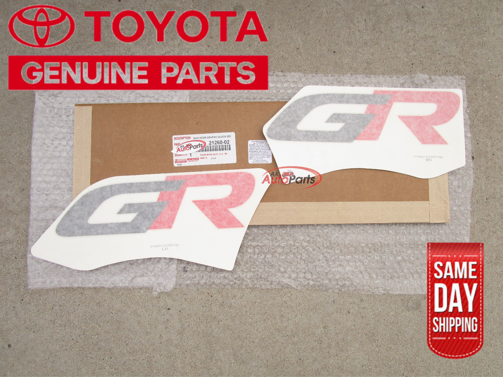 20 – 26 TOYOTA GR SUPRA GT4 LEFT + RIGHT SIDE BLACK/RED GR DECALS OEM NEW