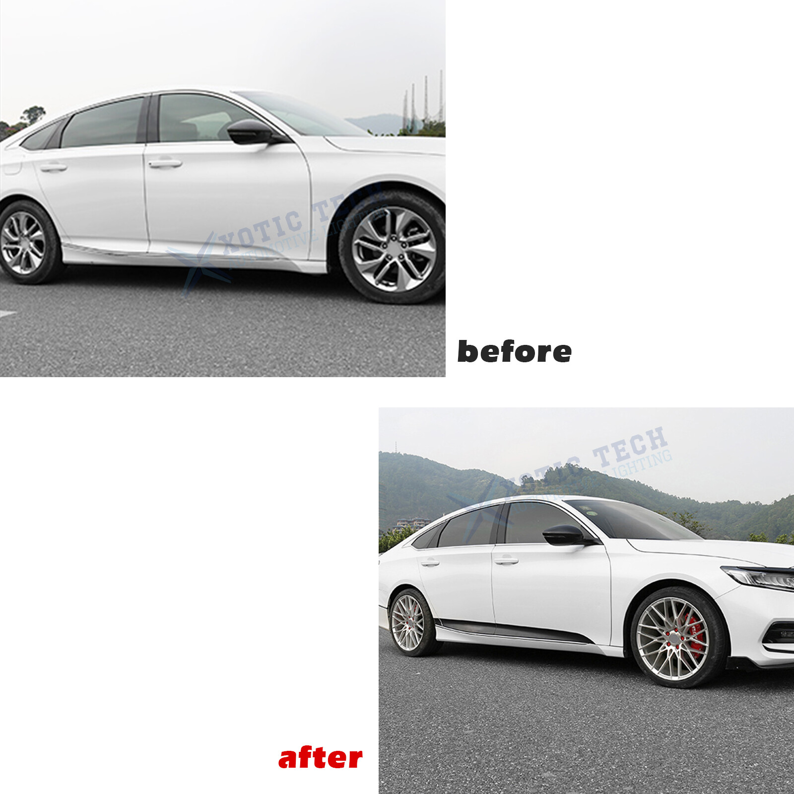 Gloss Black KK Vinyl Pre-Cut Door Side Lower Skirt Trim For Accord 10th 18-21
