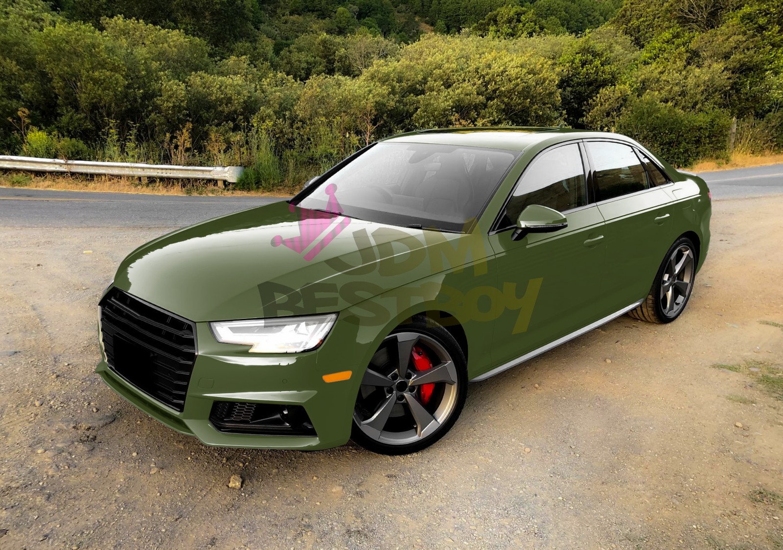 High Gloss Combat Green Car Vinyl Wrap Sticker Decal Sheet Film DIY Air Release