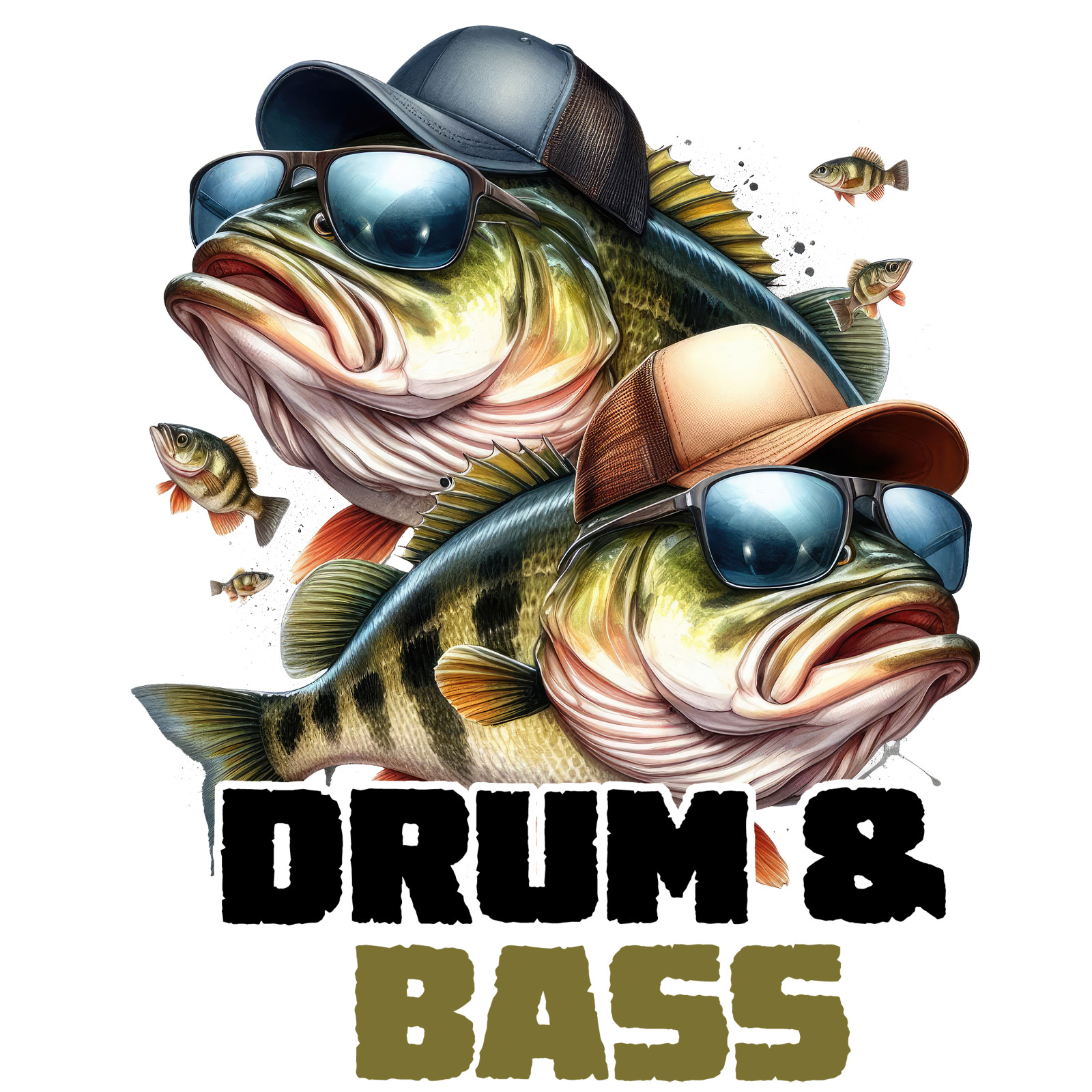 Fishing Sticker (2 inch) Drum & Bass Funny Fisherman Hat Sunglasses Hook Boat