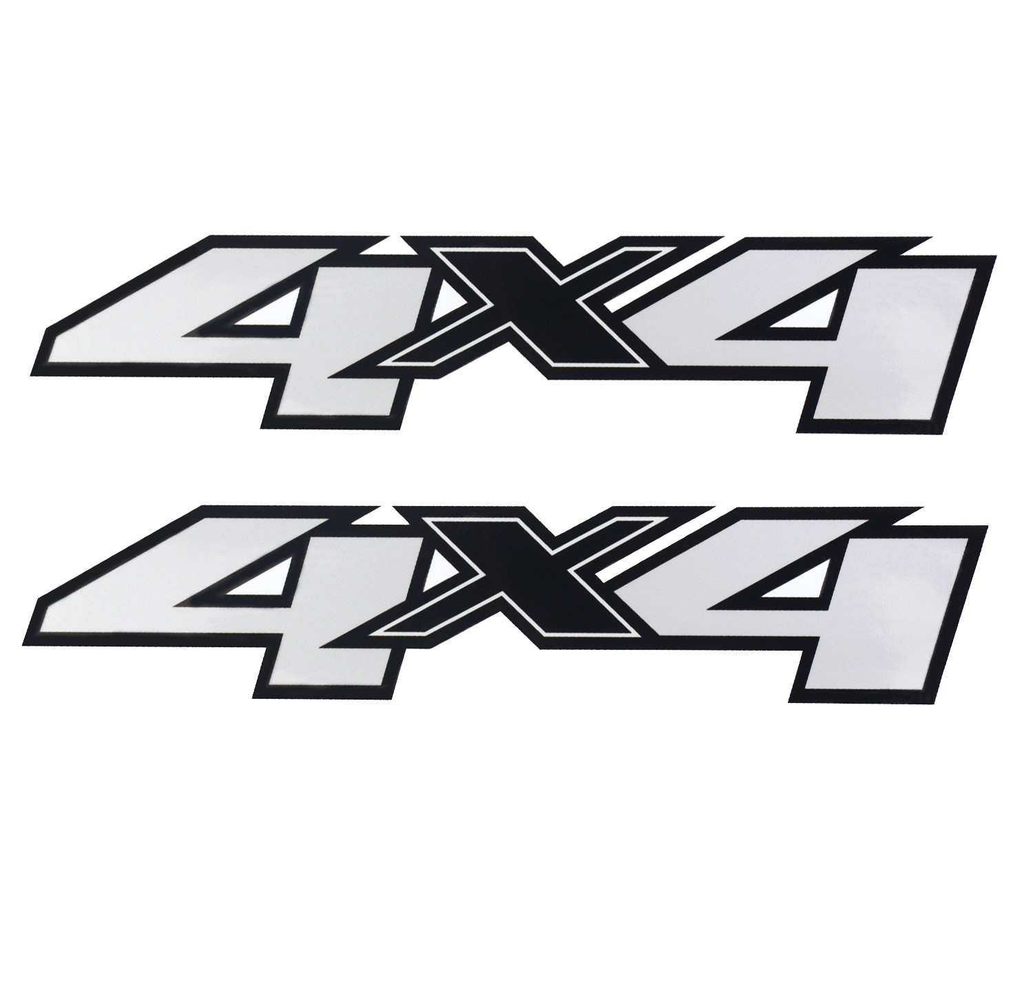 2Pc 2007-2013 4X4 Sticker Vinyl Decals Nameplate Truck Bedside Silver Black