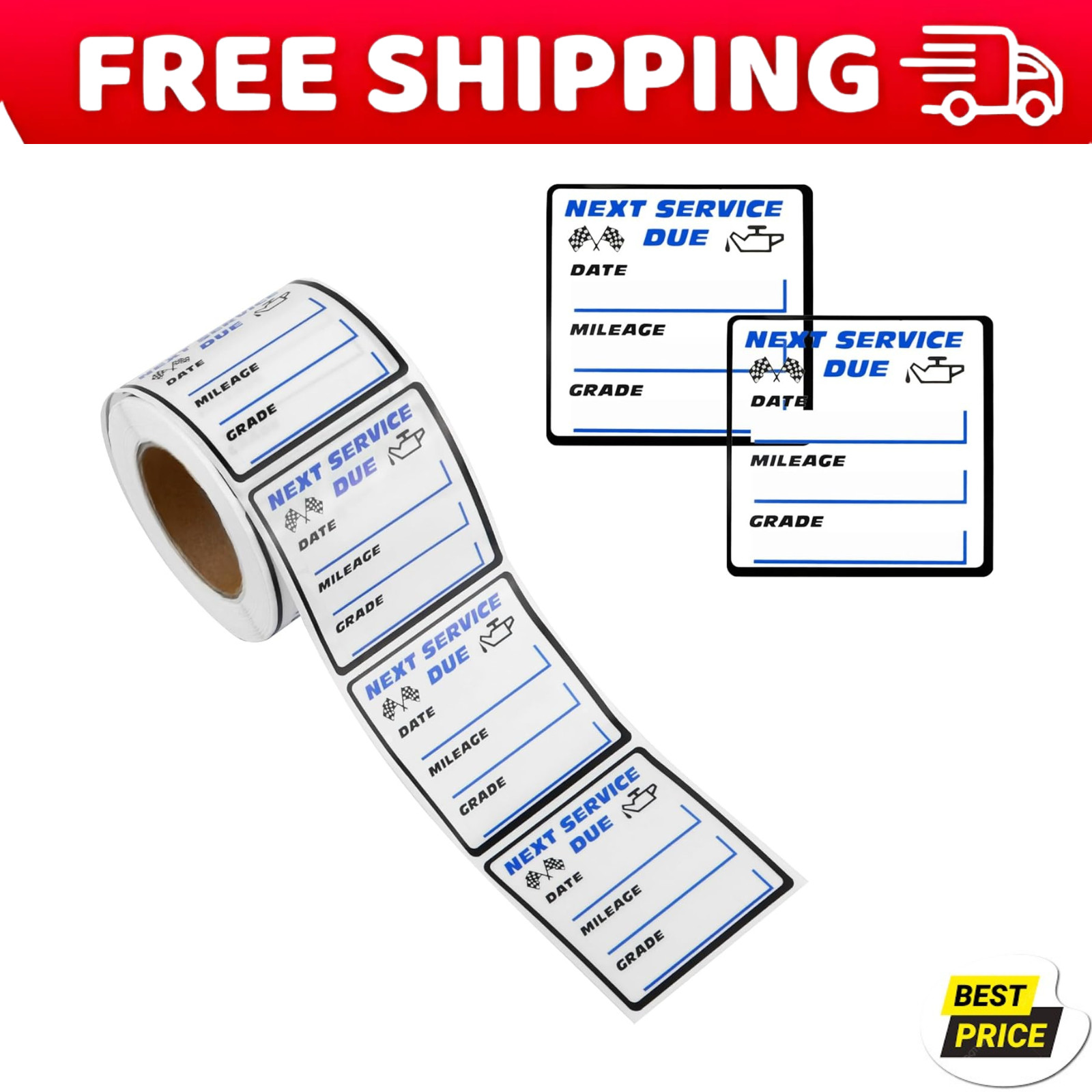 300PCS Car Oil Change Stickers for Windshield, Next Service Due Sticker,2″x2″