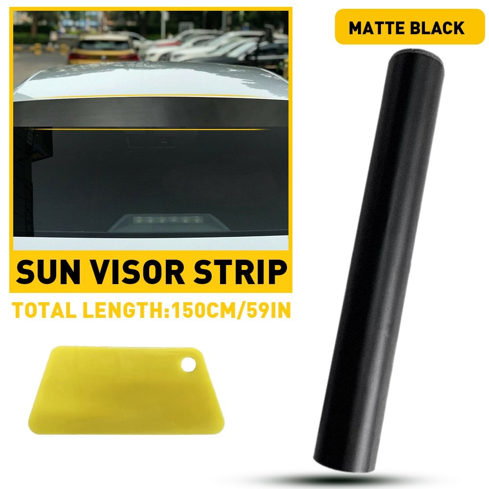 Car Sun Visor Strip Tint Film Front Windshield UV Shade Banner Matte Black NEW