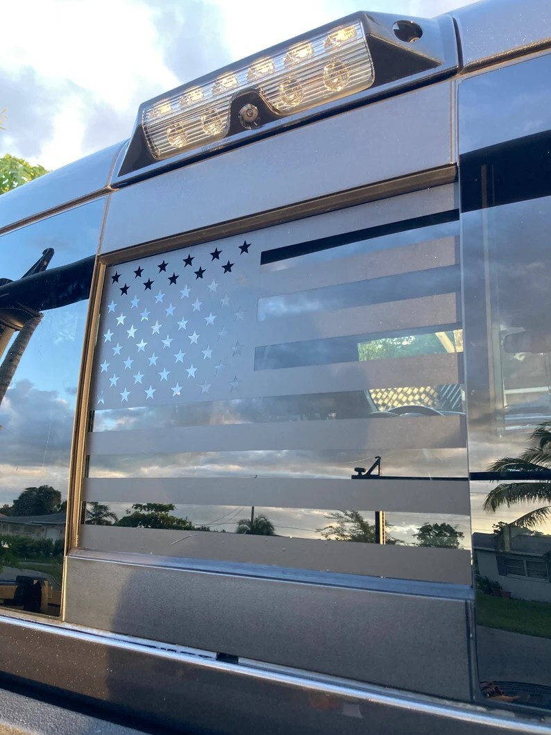 Dodge RAM 1500/2500/3500 Rear Sliding Window American Flag Decal 2009-2025