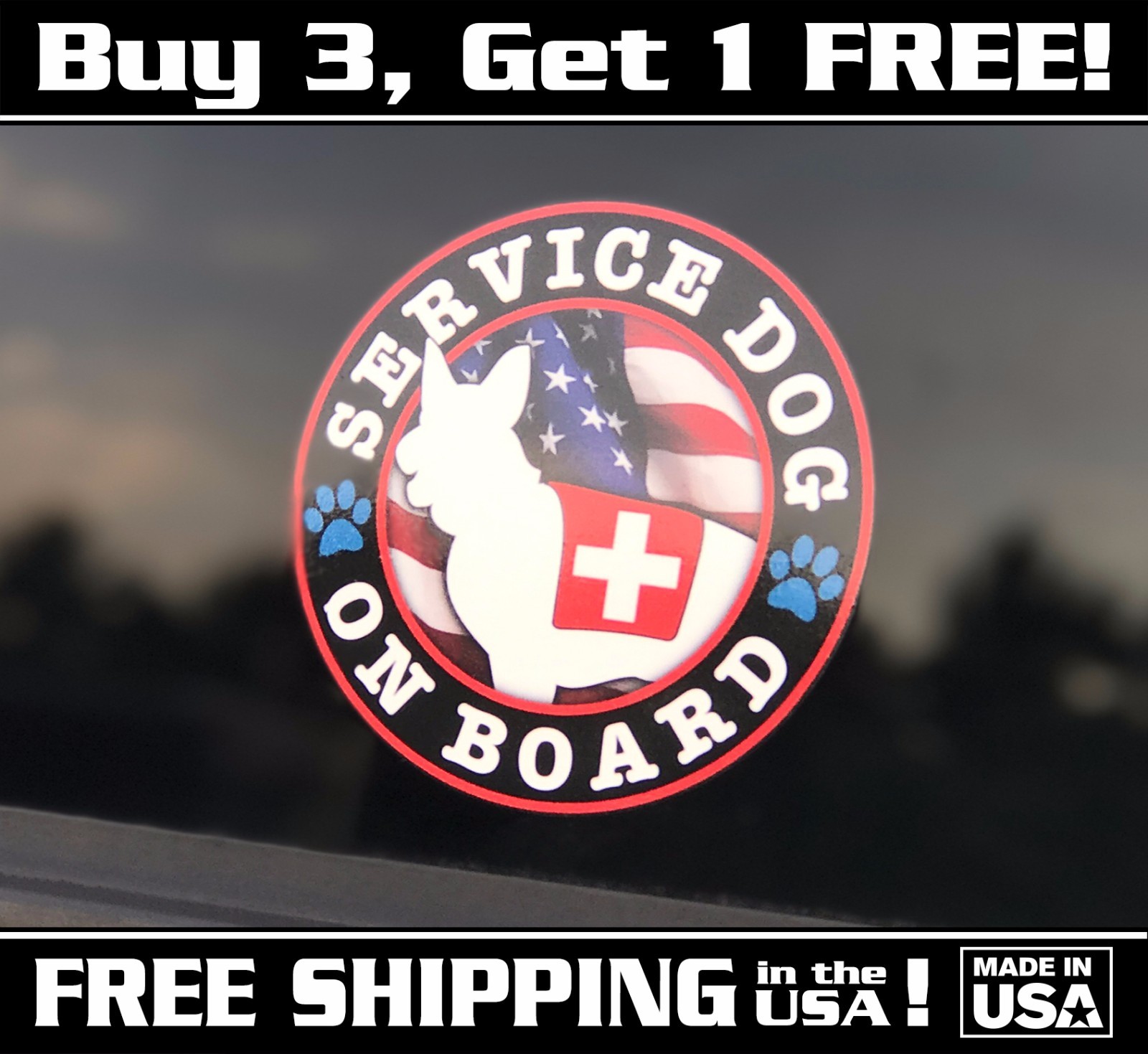 Service Dog On Board, Bumper Sticker, FREE SHIPPING! K9 On Board Decal