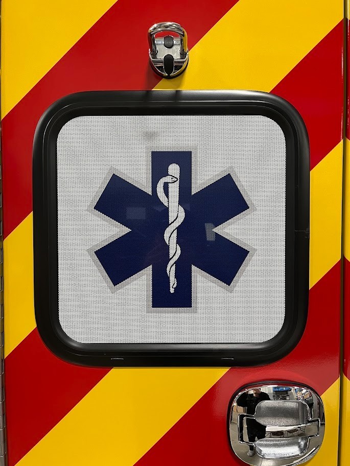 Ambulance Rear Window Perforated Decals Pair 16.25″ Star of Life Window Perf