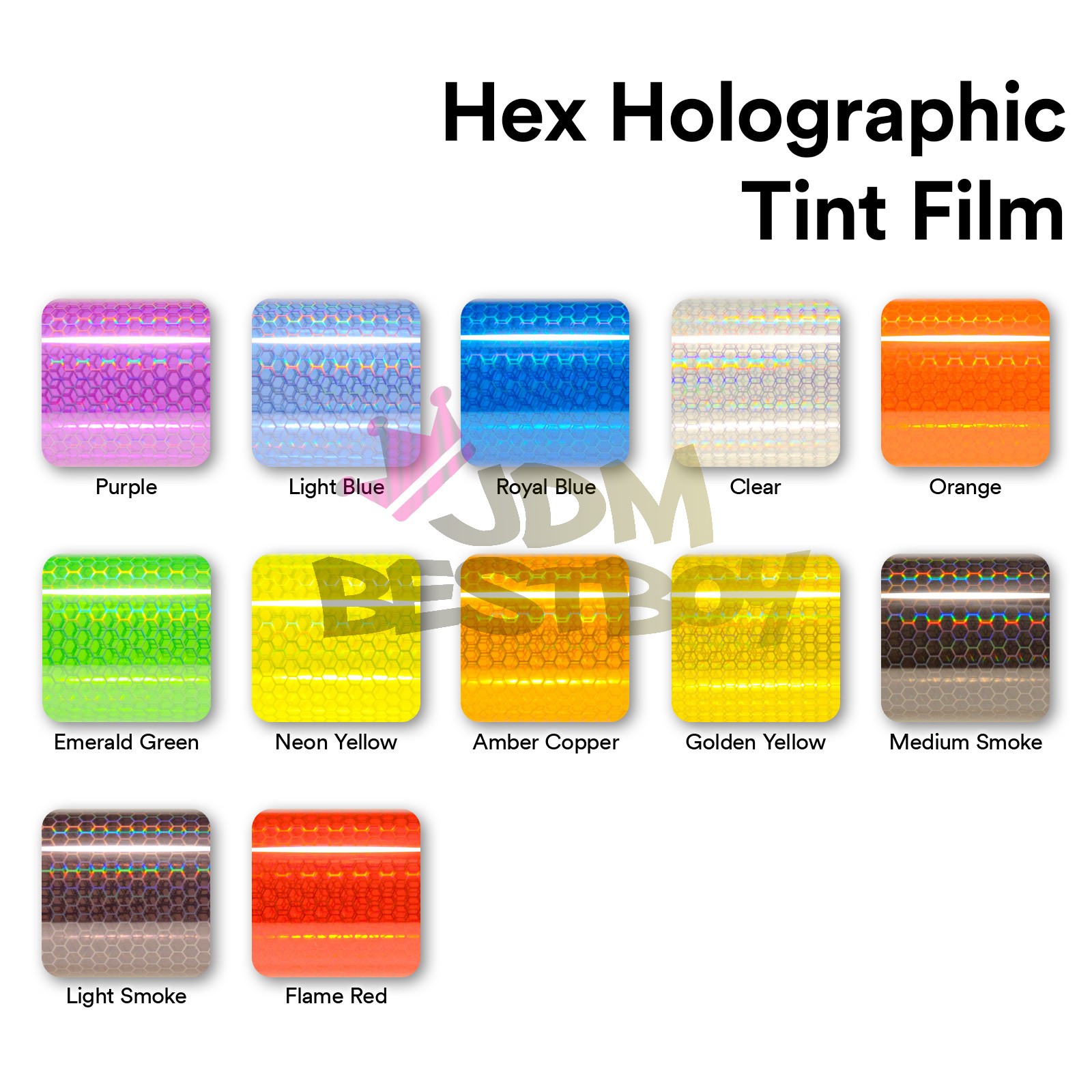 Headlight Hex Holographic Gloss Medium Smoke Taillight Tint Film Fog Light