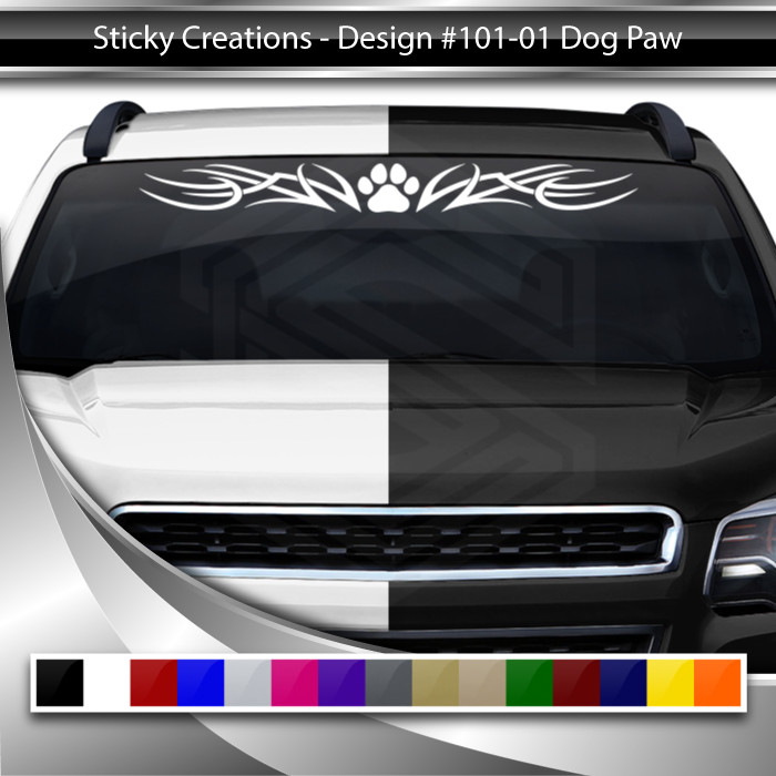 101-01 DOG PAW PRINT Windshield Decal Window Sticker Vinyl Graphic Dog Lover