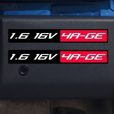 2x 1.6 16v 4A-GE Decal Stickers Toyota Corolla AE86 AE82 and AE92 GTI Twin cam