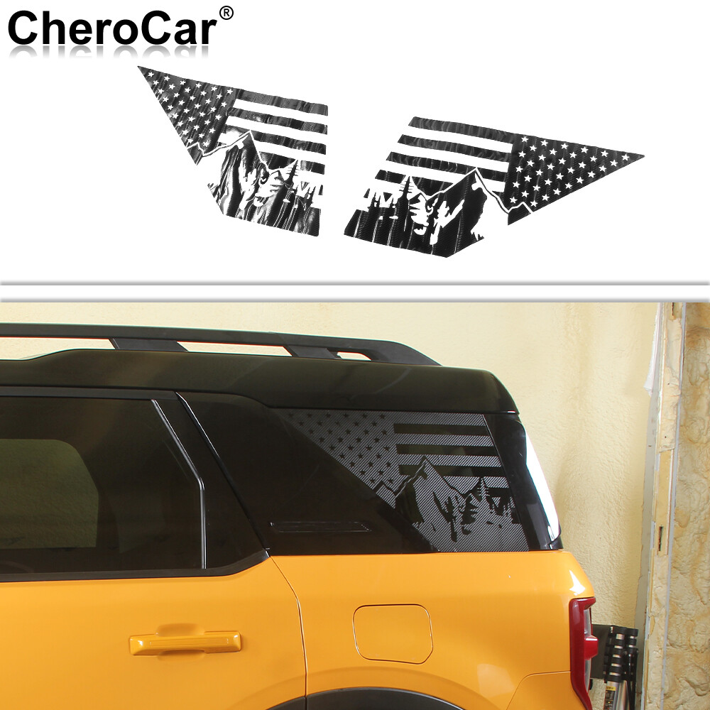 American Flag Rear Side Window Cover Trim Sticker For Ford Bronco Sport 2021-23