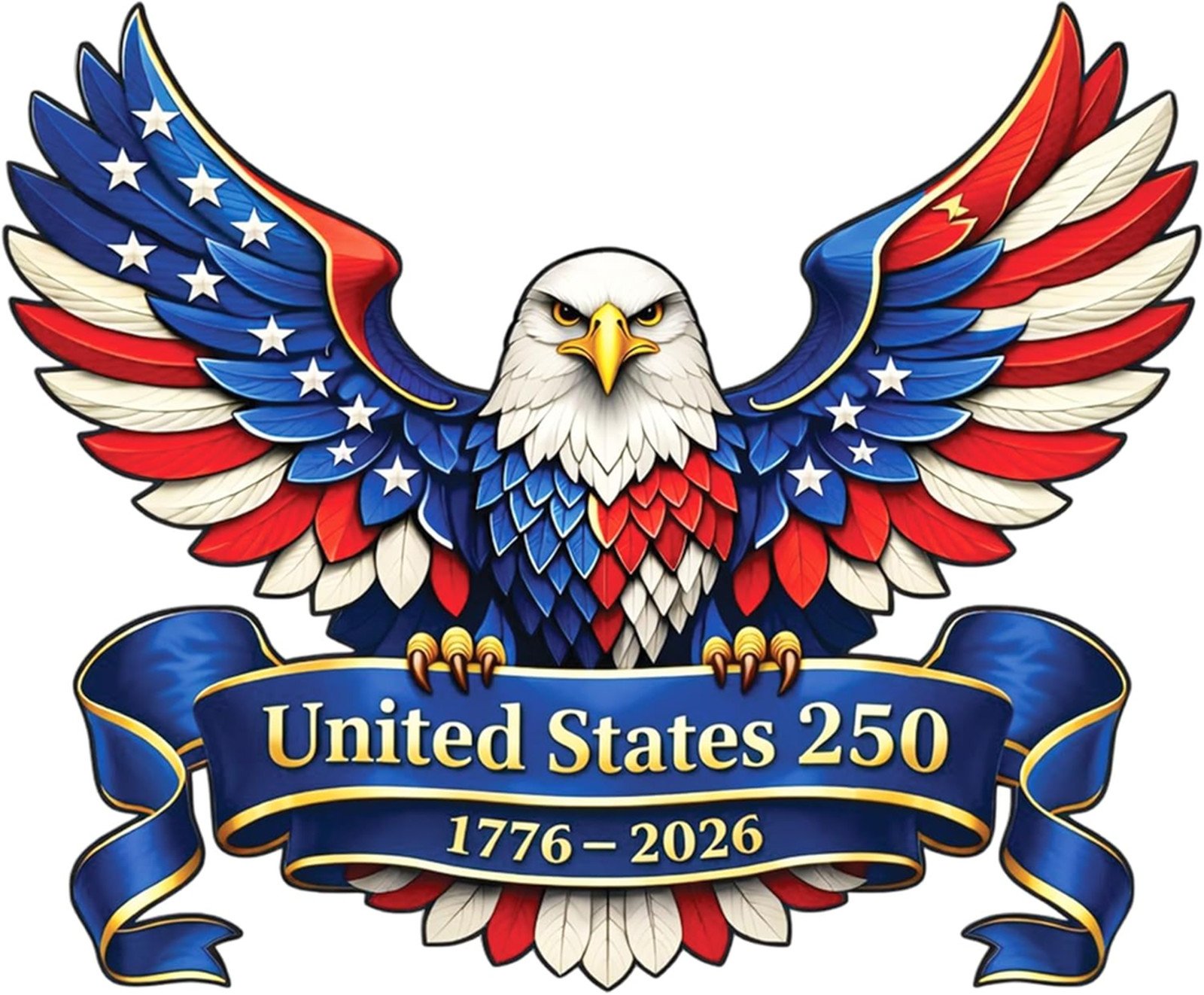 250th Anniversary Sticker 2 Pack Patriotic Eagle Car Window Decal 1776 2026 USA