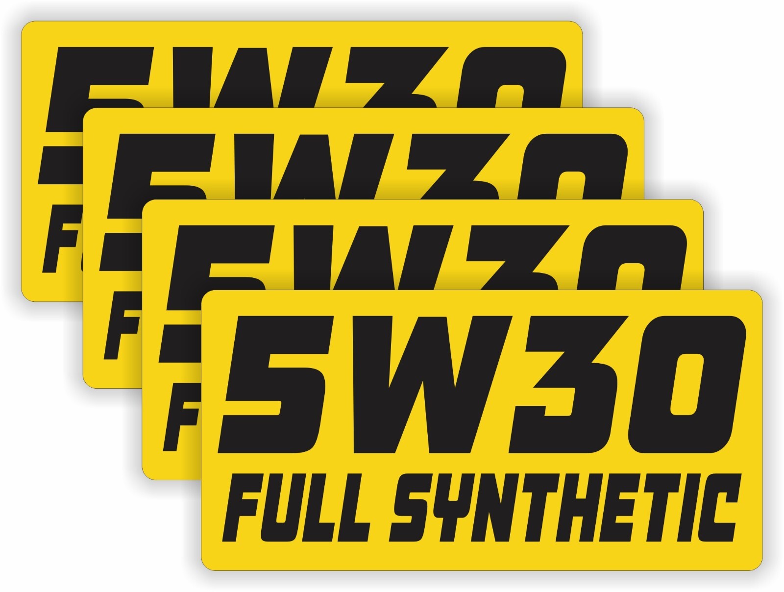 4-pack 2×4 inch 5W30 FULL SYNTHETIC Vinyl Stickers Decals Labels Oil Drum 5w-30