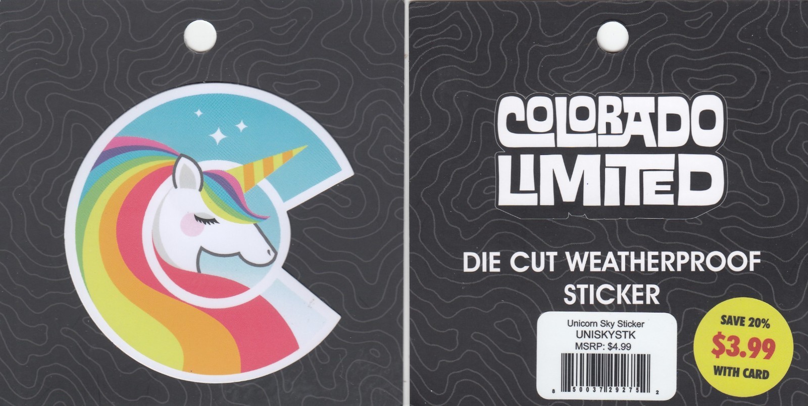 New Colorado Limited Weatherproof Sticker Decal – Unicorn Sky Letter C Rainbow