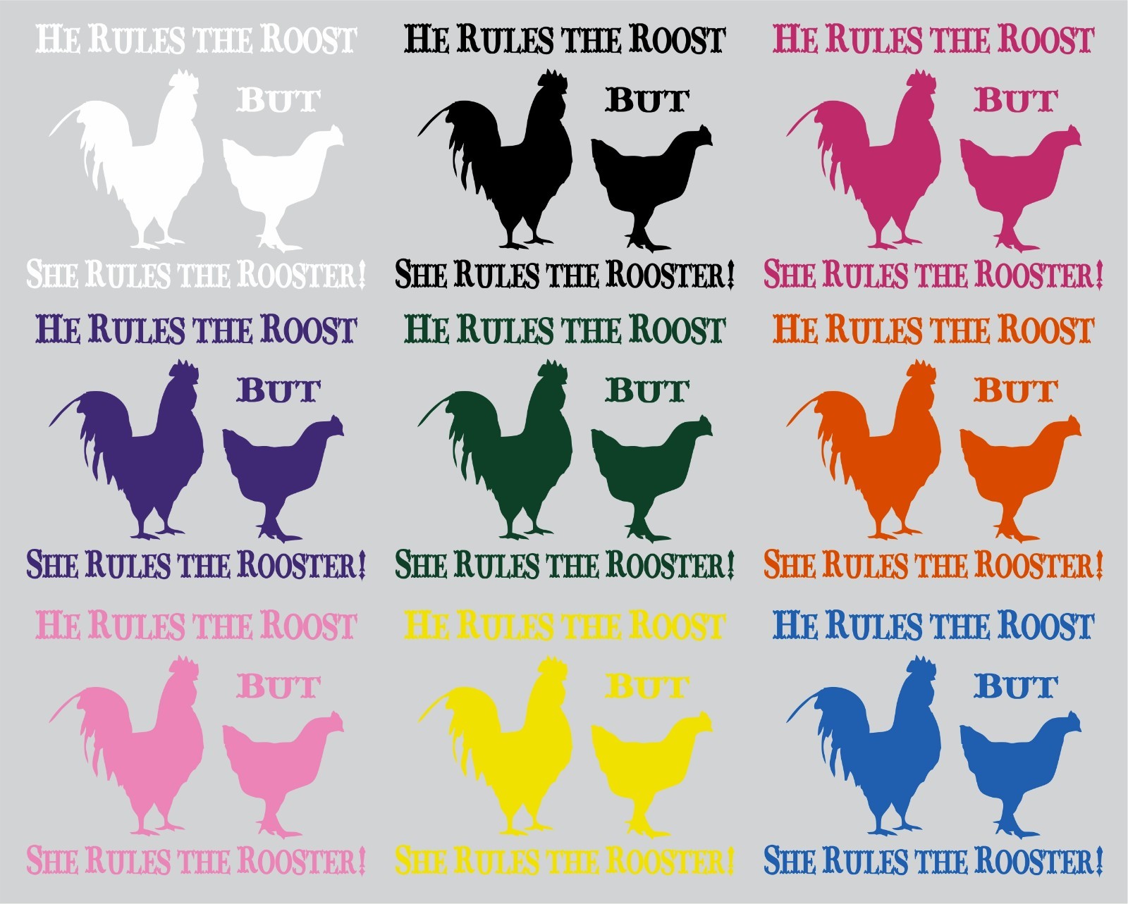 Rooster Hen Roost Chicken Fowl Family Truck Window Vinyl Decal Sticker