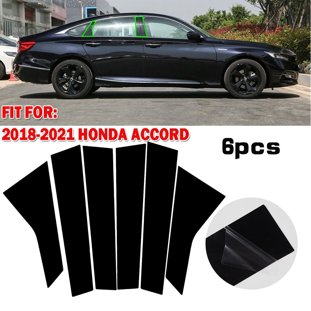 6/12x Post Pillar Fit 2018-2022 Accord Honda Window Door Cover Trim Glossy Black