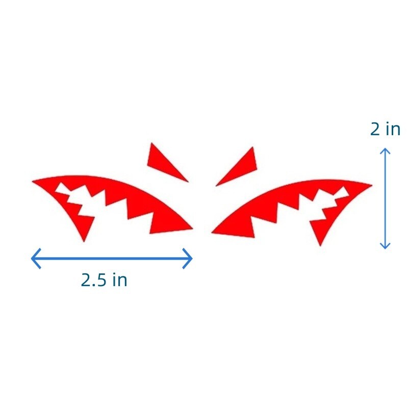 Pair of Shark Fin Antenna Auto Decals Shark Mouth Reflective Universal Stickers