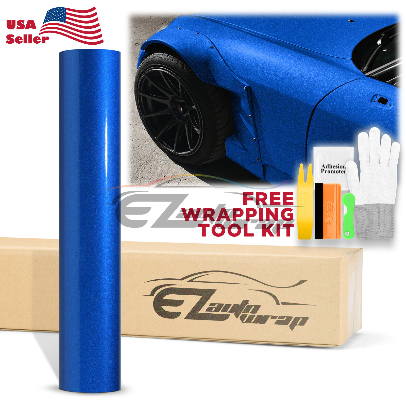 Gloss Diamond Glitter Sky Blue Metallic Car Vinyl Wrap Sticker Bubble Free