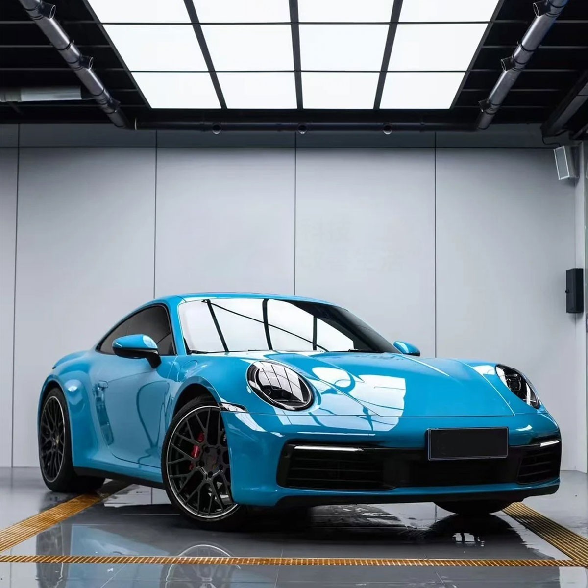 5FTx50FT PET Crystal Miami Blue Vinyl Wrap US Stock Gloss Car Wrap