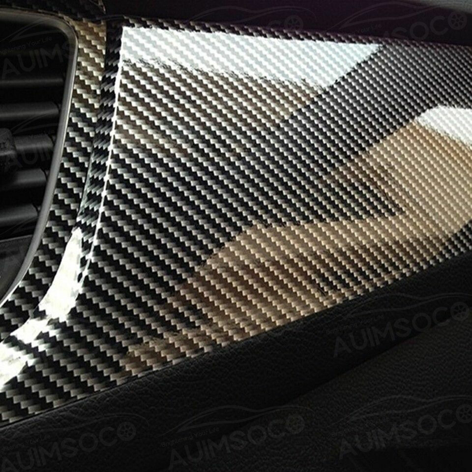 Black Carbon Fiber 12×60 inches 5Years Car Wrap Vinyl Roll with Air Release