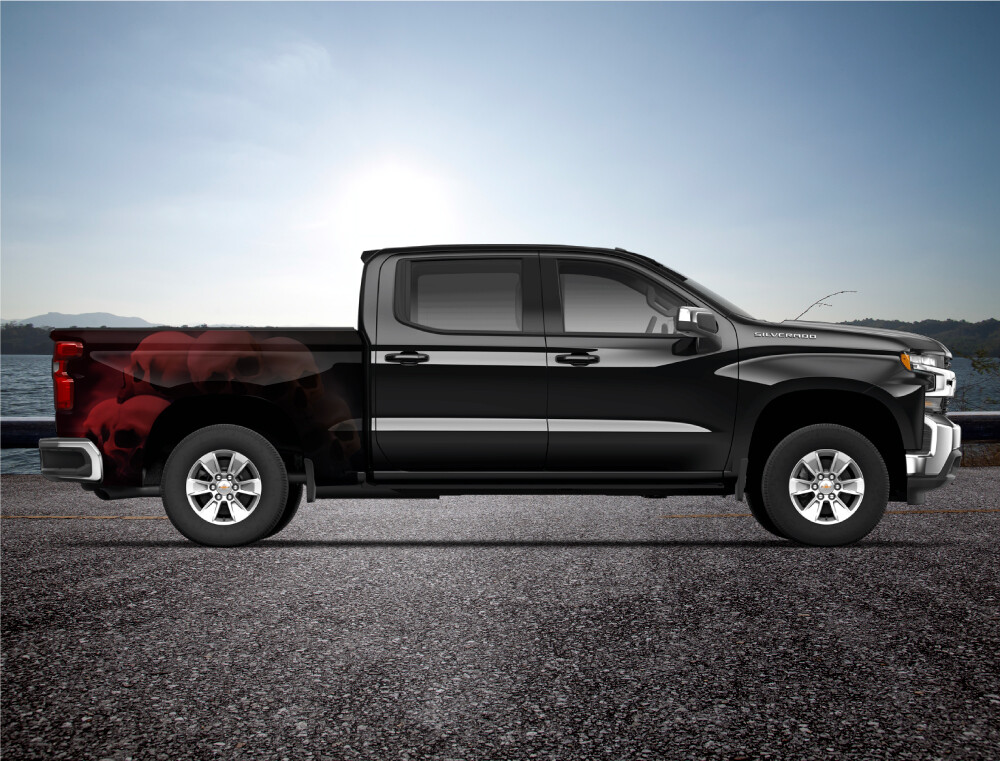 Dark Red Smokey Skulls Truck Wrap Vinyl Bed Side Graphic Decal Tailgate DSPS