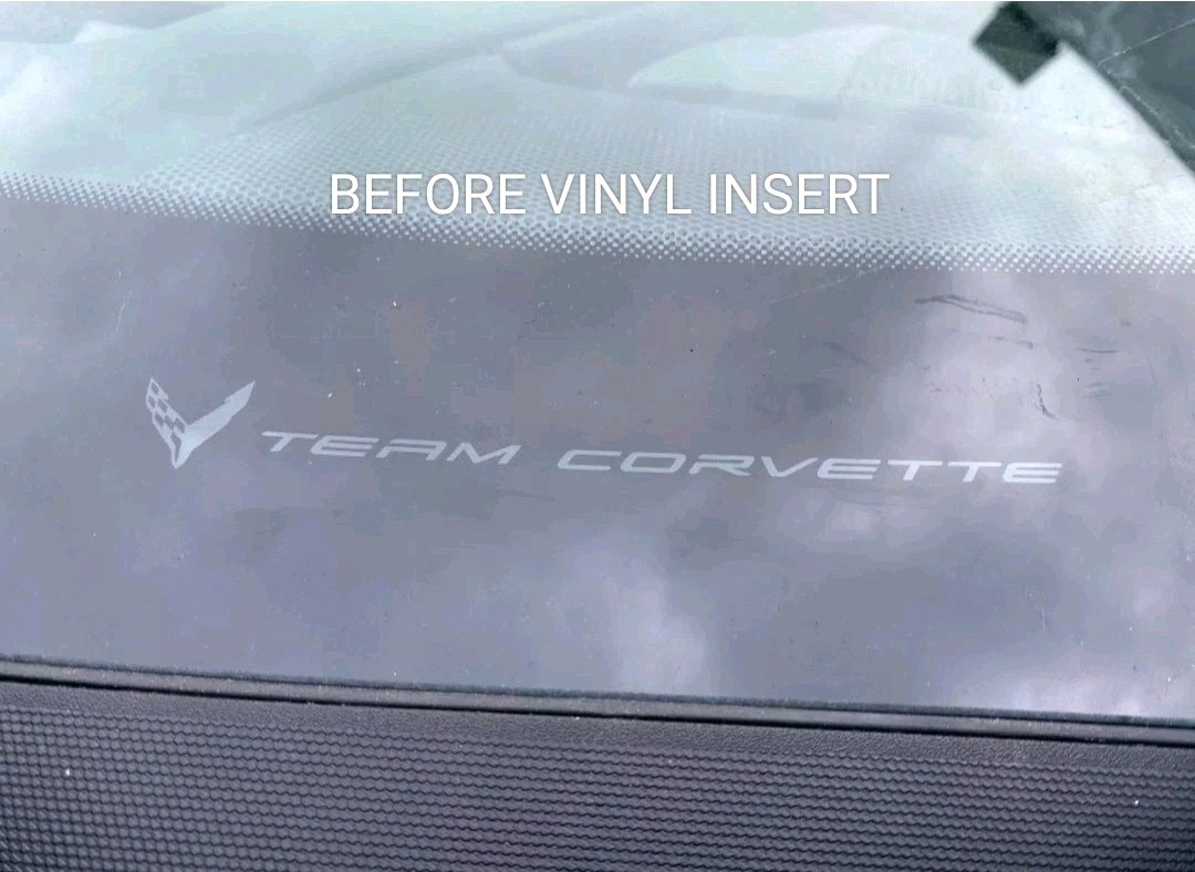C8 Corvette RIPTIDE BLUE ‘TEAM CORVETTE’ PLAIN BLANK VINYL INSERT 2IN X 7IN.