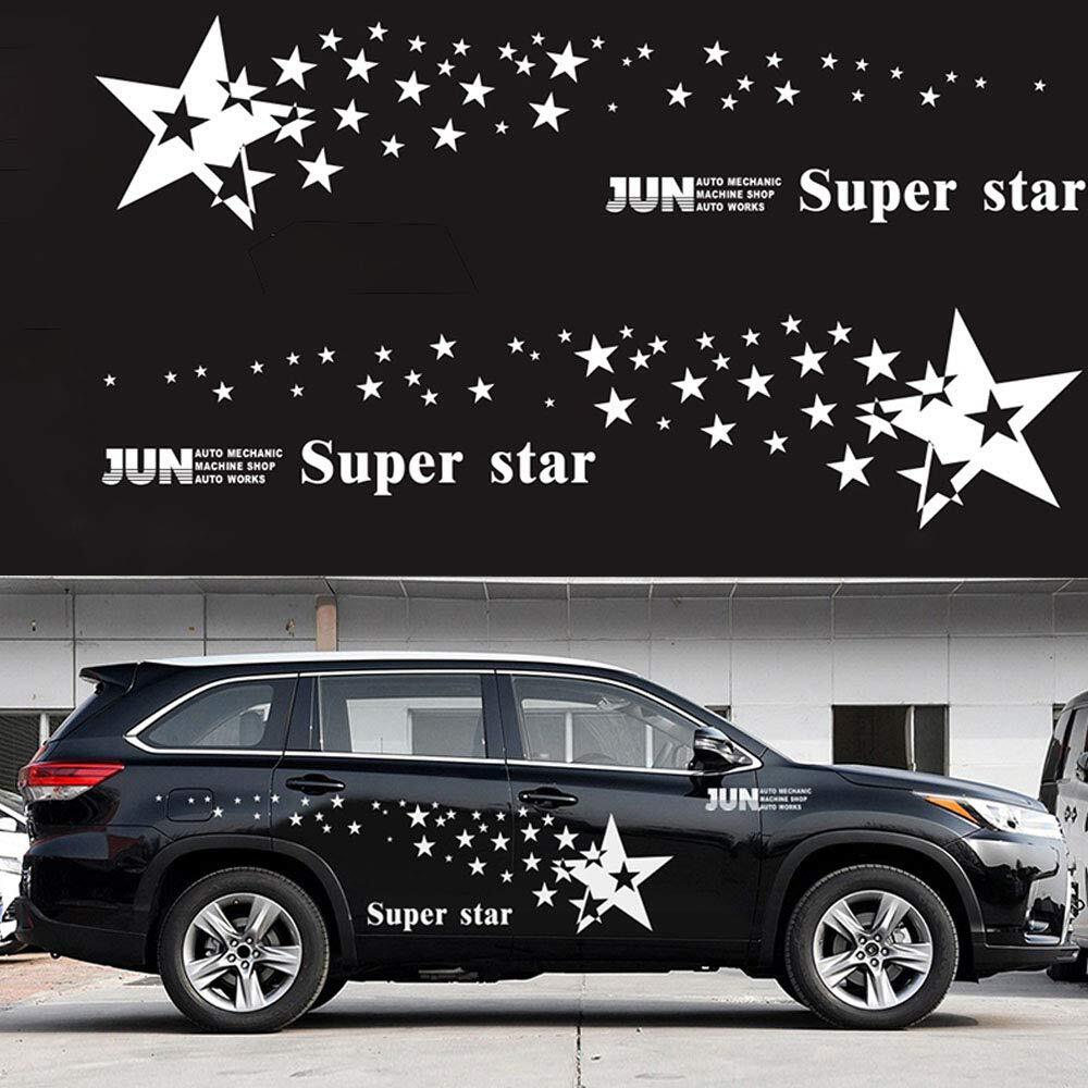 2pc Car Side Door Fender Skirt Star Stripes Racing Vinyl Decal Stickers Graphic