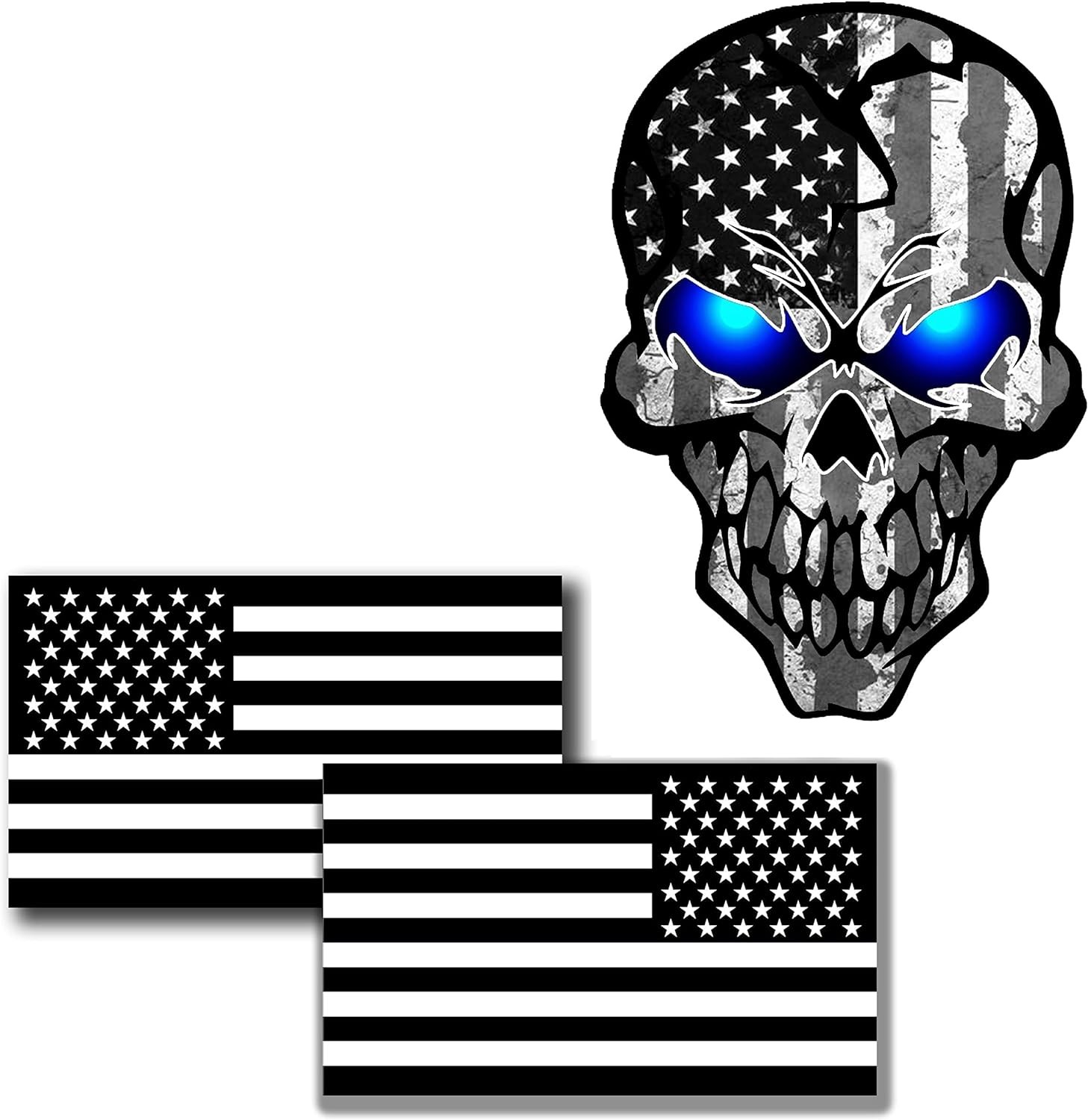 3x Reflective Black American Flag Stickers,Vinyl Car Decals for cars Motorcycle