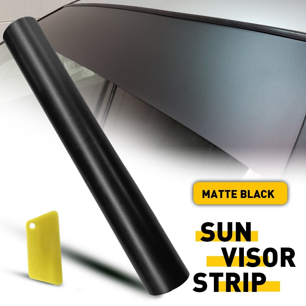 Car Sun Visor Strip Tint Film Front Windshield UV Shade Banner Matte Black NEW