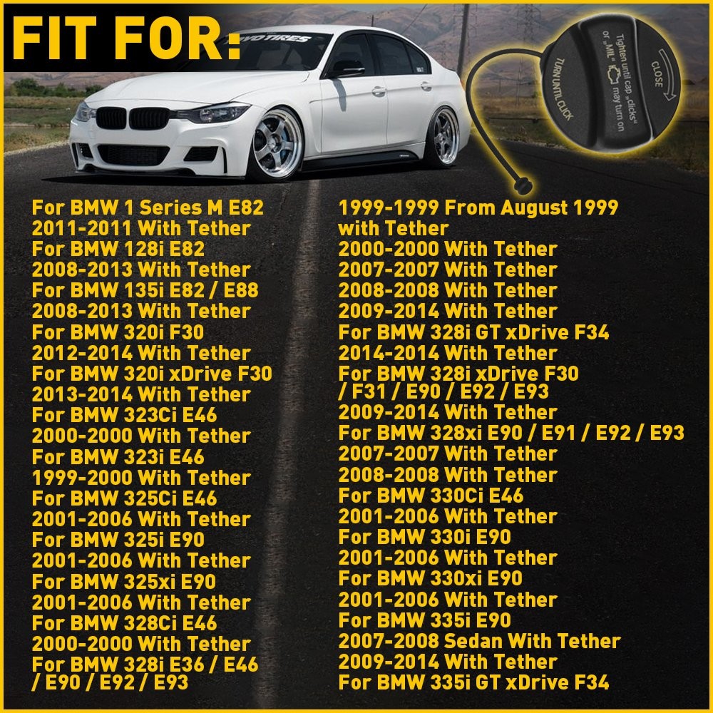 1/2Set Fuel Gas Tank Filler Cap Cover For BMW E92 E90 E60 E46 X1 X5 X6 Z4 & Mini