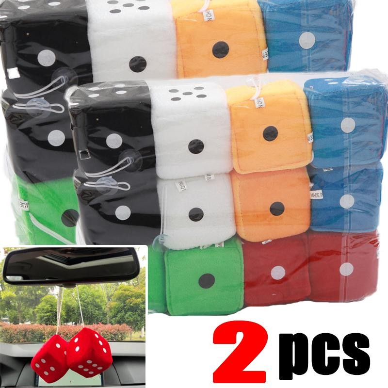 2 Pcs Car to Car Plush Pendant Three-dimensional Square Dice New
