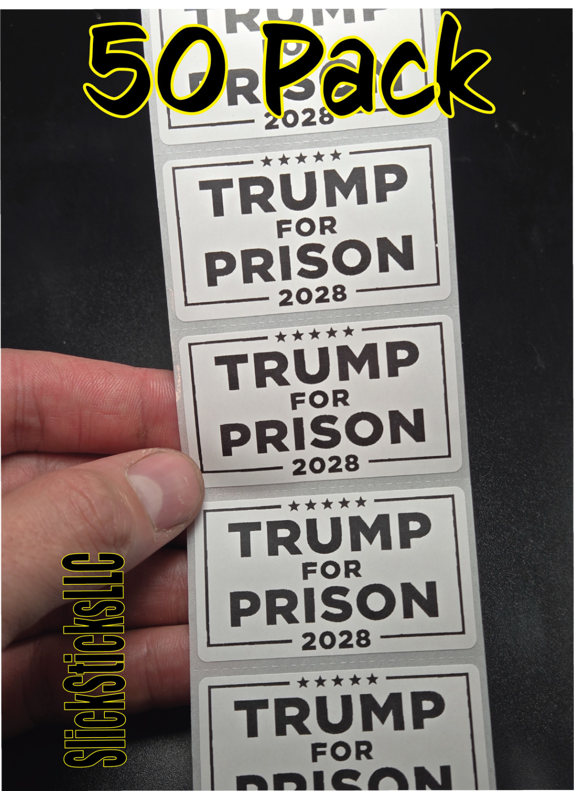 “TRUMP FOR PRISON 2028” 50 Pack political stickers decals vote pro democrat anti