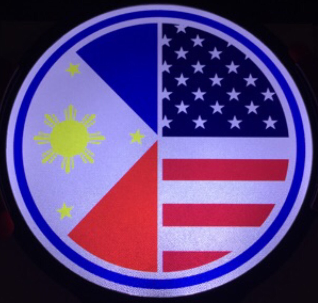 Philippine American Flag Light Up Decal Backlit LED Motion Sensing Decal