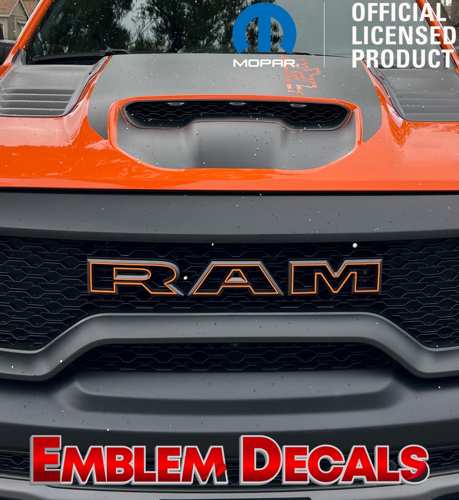 Ram 1500 TRX Grill ” R A M ” Emblem Overlay Decal 2021 2022 2023 2024