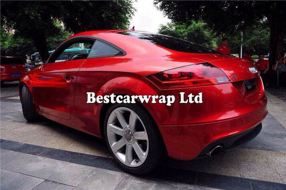 Full Car Wrap 50FT x 5FT Red Metallic Glossy Vinyl Graphics Decal Bubbles Free