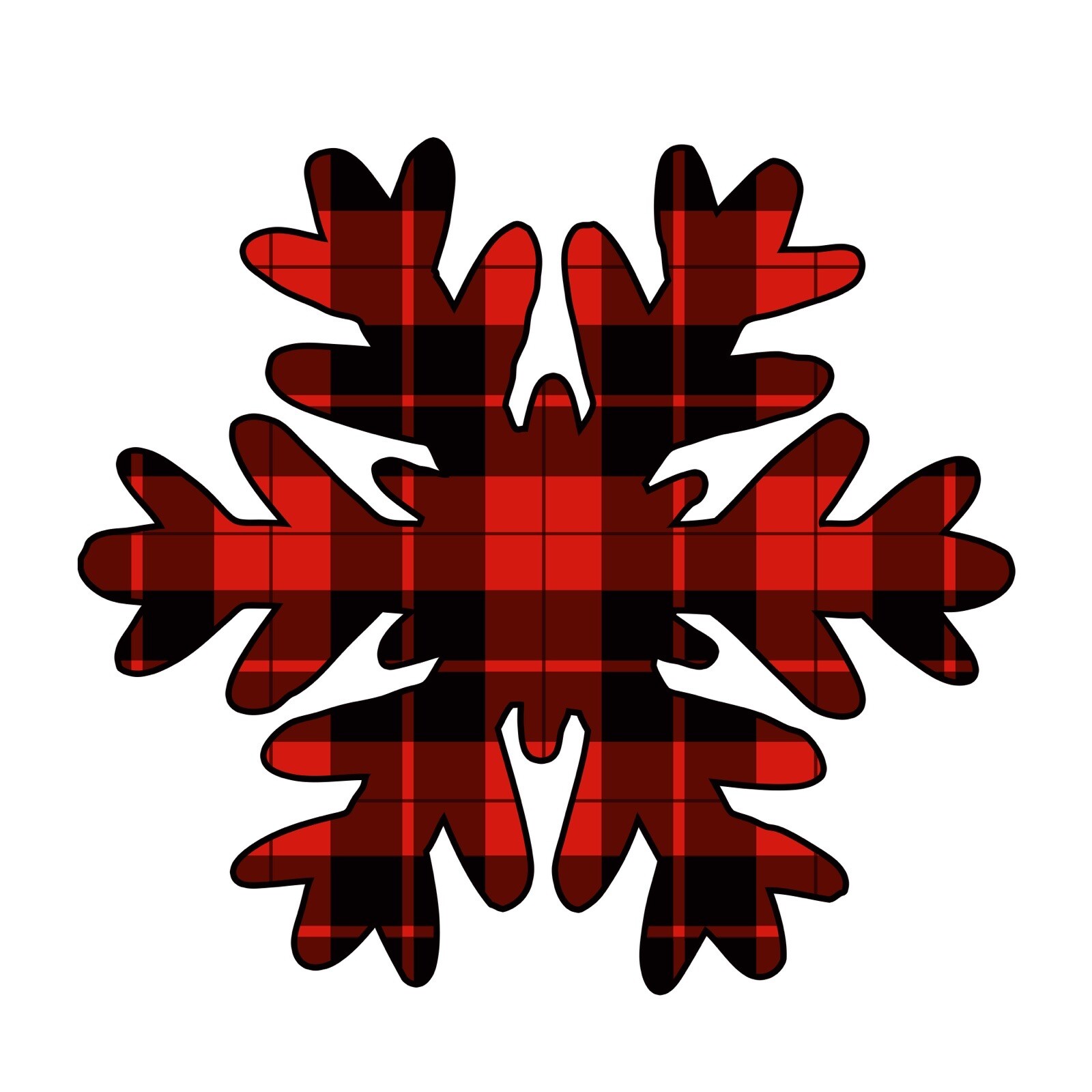4” Buffalo Plaid Sticker Snowflake Red Black Holiday Christmas Decor Winter