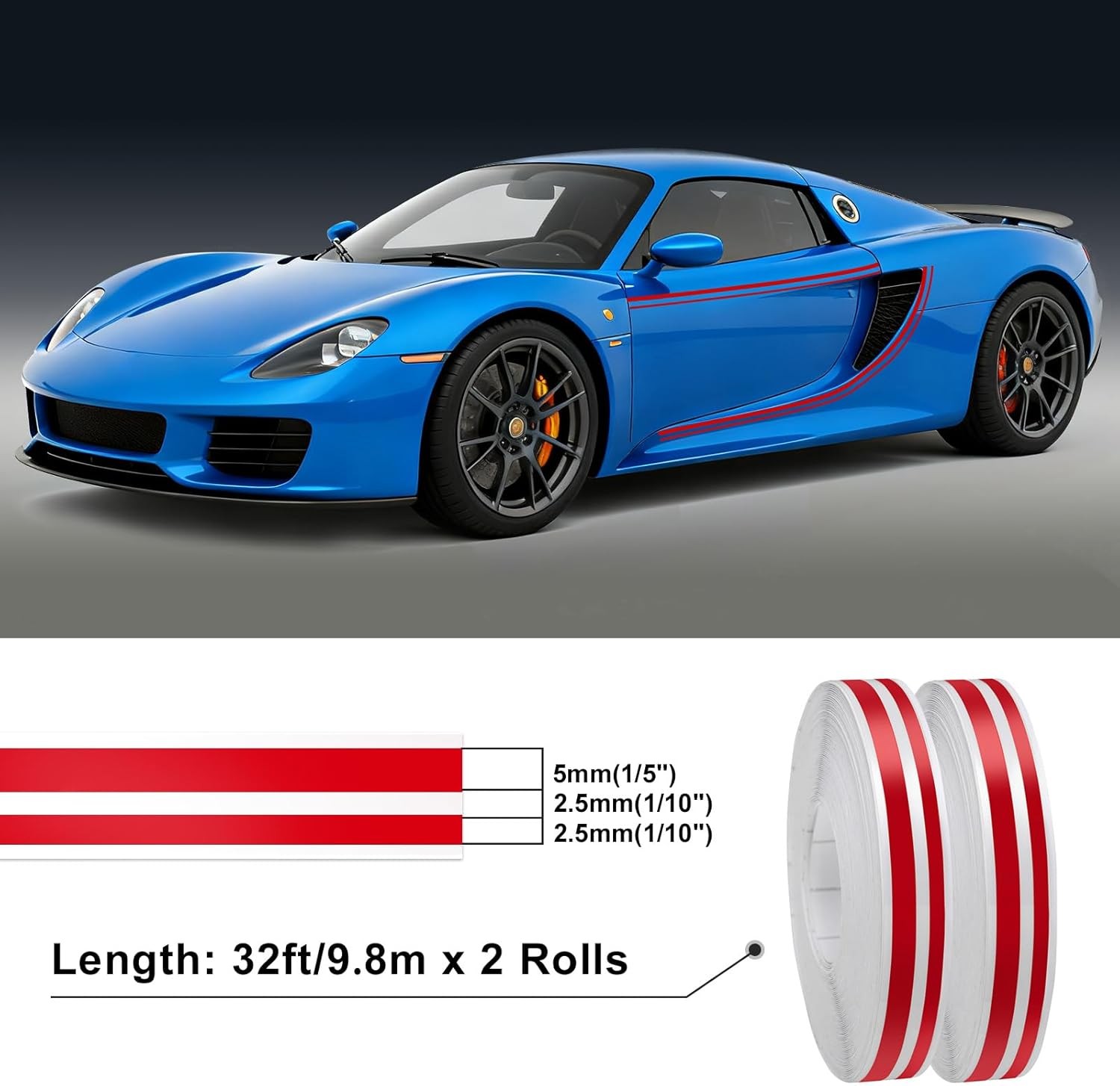 Car Pinstripe Sticker – Thin Red Decorative Stripe Tape for Car Exterior Trim, D