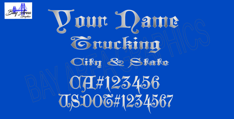 TRUCK DOOR COMMERCIAL DECALS CUSTOM Gothic Style Font ONE COLOR OUTDOOR VINYL X2
